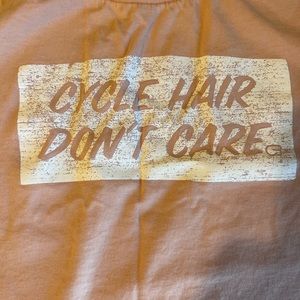 Cycle Hair Don’t Care, CycleBar cropped tee